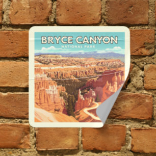 Pegatina Cuadrada Vintage Bryce Canyon