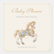 Vintage Carousel Horse Watercolor Baby Shower