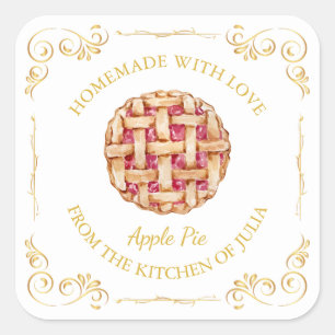 Pegatina Cuadrada Vintage Casero Pie Square Label l White