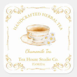 Pegatina Cuadrada Vintage Chamomile Tea Square Label