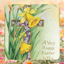 Vintage Christian Floral Cross Jesus Feliz Pascua