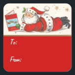 Pegatina Cuadrada Vintage Christmas<br><div class="desc">Perfecto pegatina victoriano para los regalos de sus Navidades. Difunde un poco de alegría navideña con estos encantadores stickers de Navidad retro.</div>