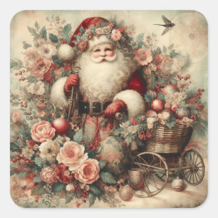 Pegatina Cuadrada Vintage Christmas