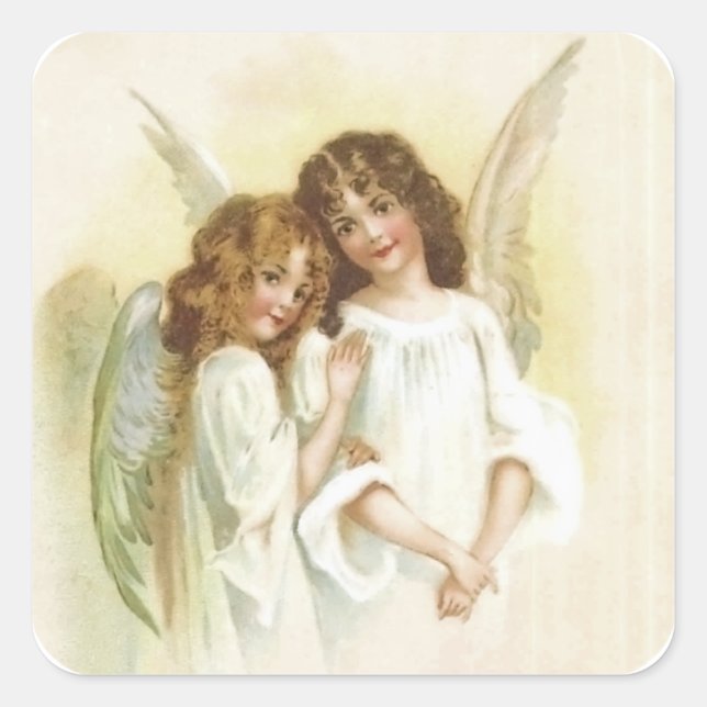 Pegatina Cuadrada Vintage Christmas Angel (Anverso)