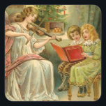 Pegatina Cuadrada Vintage Christmas Angel Pegatinas<br><div class="desc">Vintage pegatinas de vacaciones con imágenes clásicas de Navidades. Imágenes de Navidades victorianos cuidadosamente restauradas. ¡Santa,  campanas plateadas,  Holly,  Velas y Nieve! Mucho de nieve. Delicioso para tus tarjetas de vacaciones o incluso para los fiambres. Utilícelos para decorar sus paquetes y bandejas de cookies para los vecinos.</div>