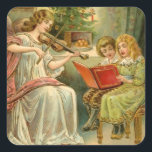Pegatina Cuadrada Vintage Christmas Angel Pegatinas<br><div class="desc">Vintage pegatinas de vacaciones con imágenes clásicas de Navidades. Imágenes de Navidades victorianos cuidadosamente restauradas. ¡Santa,  campanas plateadas,  Holly,  Velas y Nieve! Mucho de nieve. Delicioso para tus tarjetas de vacaciones o incluso para los fiambres. Utilícelos para decorar sus paquetes y bandejas de cookies para los vecinos.</div>
