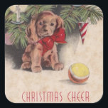 Pegatina Cuadrada Vintage Christmas Cheuppy<br><div class="desc">Vintage Christmas Cheuppy</div>
