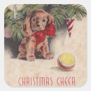 Pegatina Cuadrada Vintage Christmas Cheuppy
