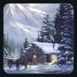 Pegatina Cuadrada Vintage Christmas Day<br><div class="desc">Vintage Christmas Day</div>