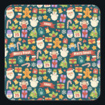 Pegatina Cuadrada Vintage Christmas Nutcrackers Feliz Navidad<br><div class="desc">Coloridos Navidades Merry y Bright 2023 Family Holiday Gift diseño elegante y de moda para navidades 2023 feliz año nuevo 2023</div>