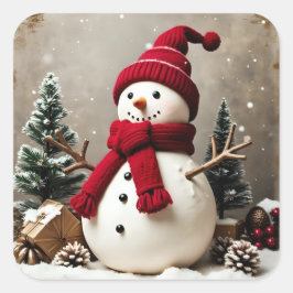 Pegatina Cuadrada Vintage Christmas - Pegatinas