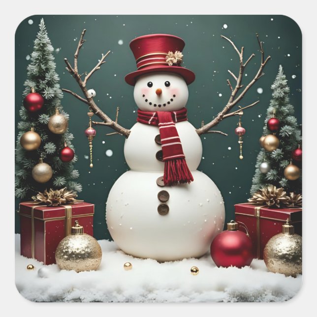 Pegatina Cuadrada Vintage Christmas - Pegatinas (Anverso)