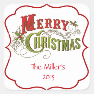 Pegatina Cuadrada Vintage Christmas Pegatinas Labs