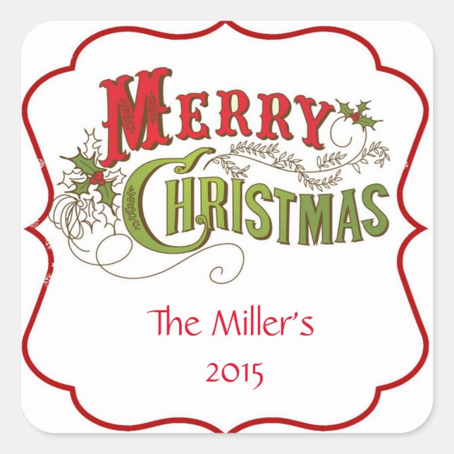 Pegatina Cuadrada Vintage Christmas Pegatinas Labs (Anverso)