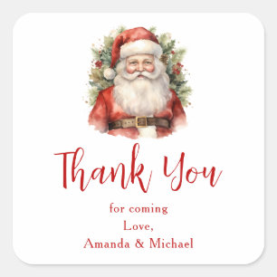 Pegatina Cuadrada Vintage Christmas Santa Claus Fiesta Gracias