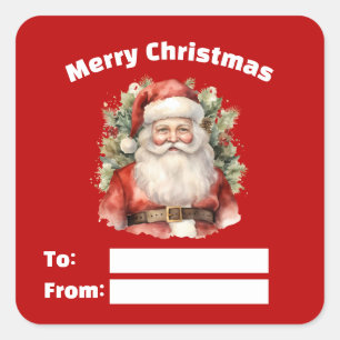 Pegatina Cuadrada Vintage Christmas Santa Claus Smift