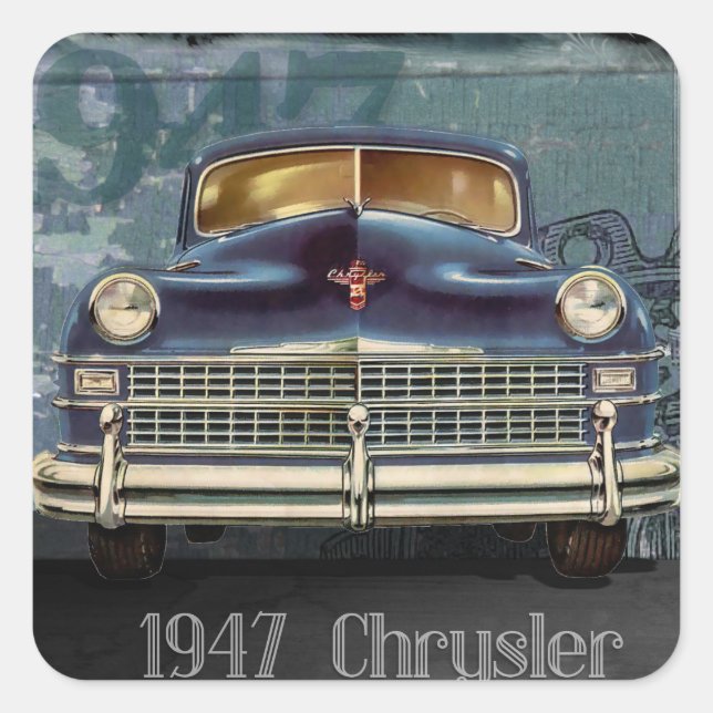Pegatina Cuadrada Vintage Chrysler Car Glossy Pegatinas 1947 (Anverso)