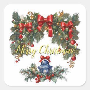 Pegatina Cuadrada Vintage Classic Navidades I