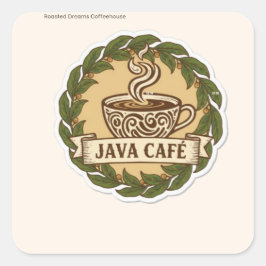 Pegatina Cuadrada Vintage Coffee Shop Logo Sticker - Custom Business