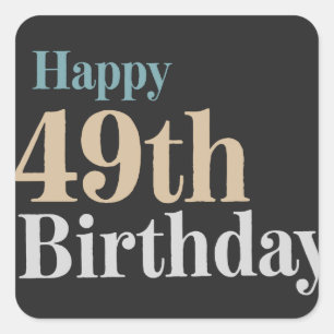 Pegatina Cuadrada vintage colored happy 49th birthday typography