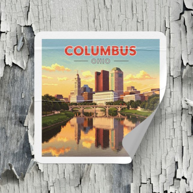 Pegatina Cuadrada Vintage Columbus Ohio (Subido por el creador)