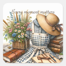 Pegatina Cuadrada Vintage Cottage