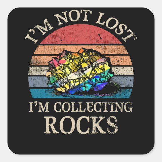 Pegatina Cuadrada Vintage del coleccionista de rock geólogo (Anverso)