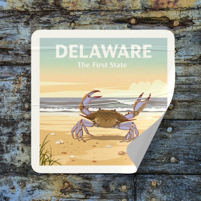 Pegatina Cuadrada Vintage Delaware (Subido por el creador)