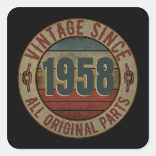 PEGATINA CUADRADA VINTAGE DESDE 1958 TODAS LAS PIEZAS ORIGINALES