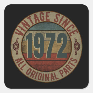PEGATINA CUADRADA VINTAGE DESDE 1972 TODAS LAS PIEZAS ORIGINALES