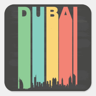 Pegatina Cuadrada Vintage Dubai Cityscape
