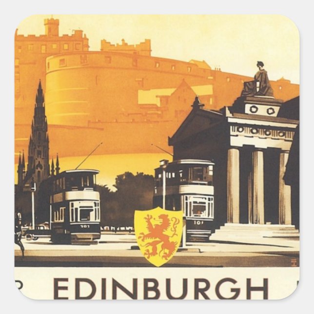 Pegatina Cuadrada Vintage Edinburgh LNER (Anverso)