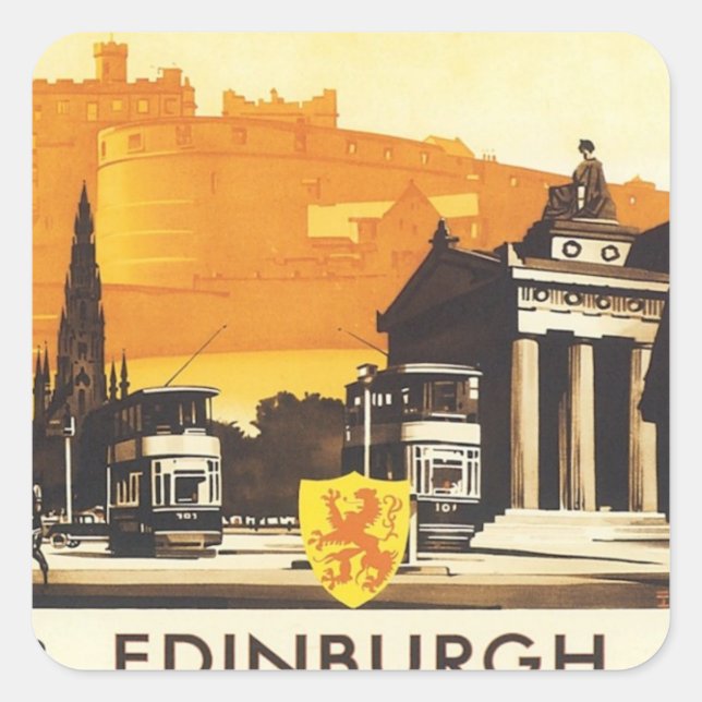 Pegatina Cuadrada Vintage Edinburgh LNER (Anverso)