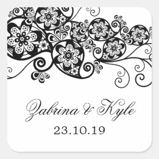 Pegatina Cuadrada Vintage Elegante Boho Floral Paisley Favores de la