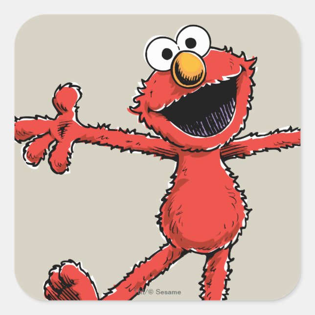 Pegatina Cuadrada Vintage Elmo (Anverso)