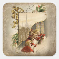Vintage estafadores de Navidad con campanas y cara