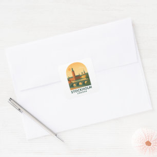 Pegatina Cuadrada Vintage Estocolmo Suecia Viajes – Escandinavo