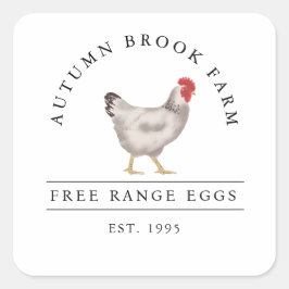 Pegatina Cuadrada vintage Family Chicken Farm Business