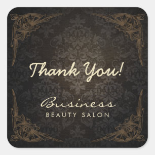 Pegatina Cuadrada Vintage Framed Damask Salon Business Gracias