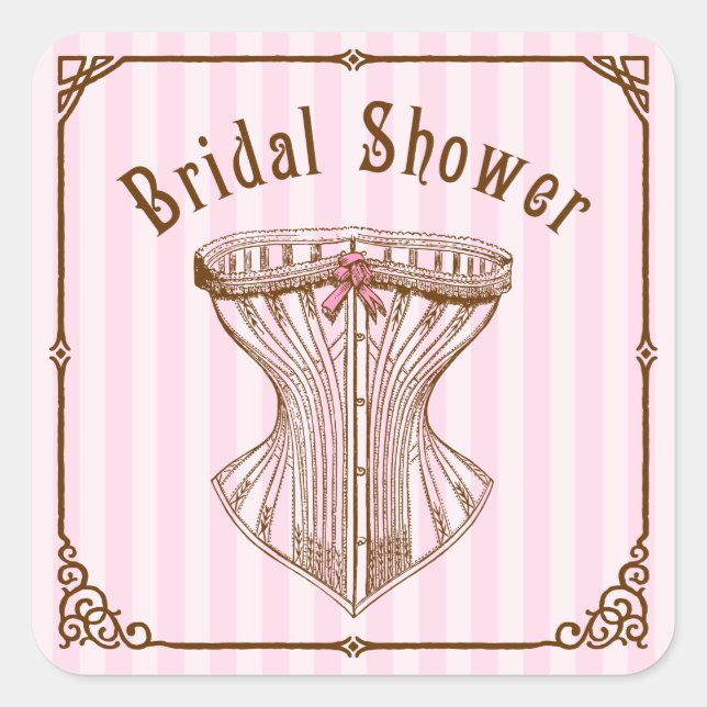 Pegatina Cuadrada Vintage French Corset (Anverso)