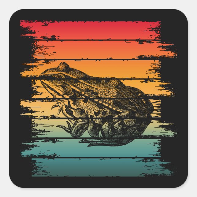 PEGATINA CUADRADA VINTAGE FROG (Anverso)