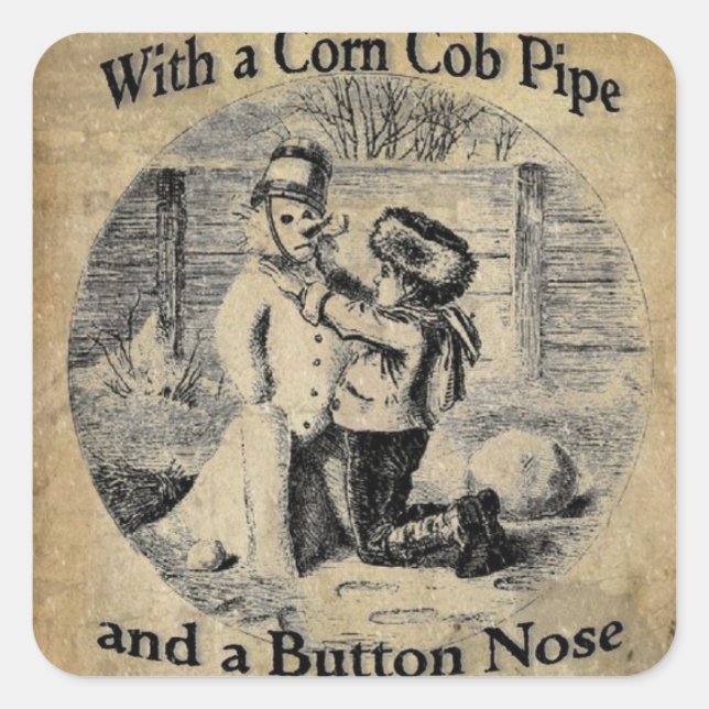 Pegatina Cuadrada Vintage Frosty El Hombre De Nieve (Anverso)