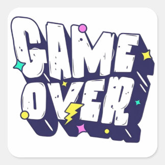 Pegatina Cuadrada Vintage Gamer Sticker – Game Over  