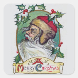 Pegatina Cuadrada Vintage Gnome Navidades