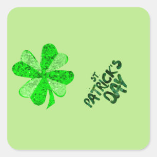 Pegatina Cuadrada Vintage Green secuin shamrock St Patrick's Day