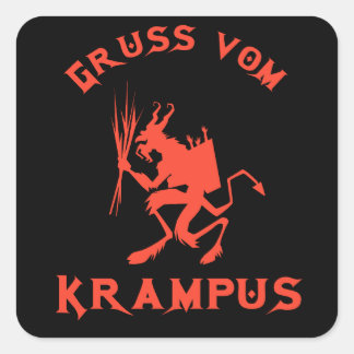 Pegatina Cuadrada Vintage Gruss vom Krampus