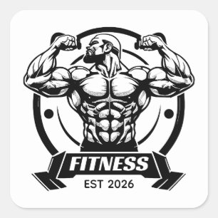 Pegatina Cuadrada Vintage Gym Fitness suda ahora brilla después