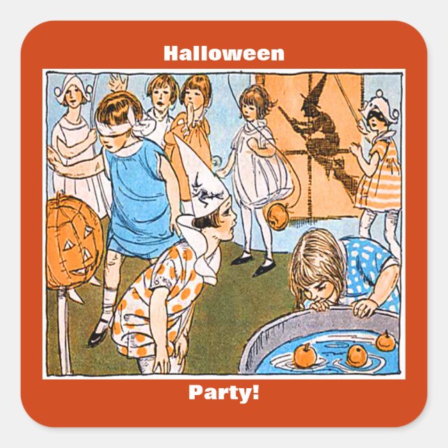 Pegatina Cuadrada Vintage Halloween Party for Kids (Anverso)