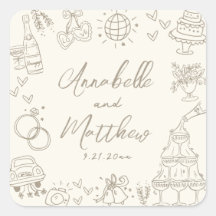 Vintage Hand Drawn Whimsical Wedding