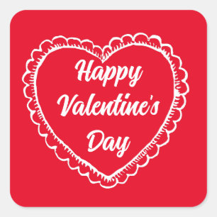PEGATINA CUADRADA VINTAGE HEART FELIZ PLAZA DE DISEÑO DEL DÍA DE VAL